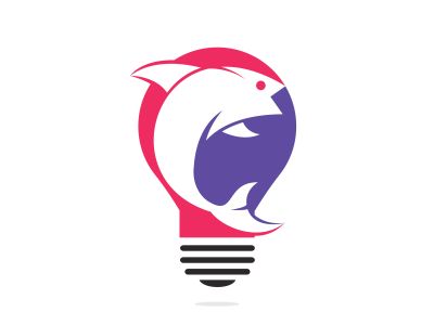 Fish and bulb vector logo design. Fish and bulb lamp icon simple sign. Creative fishing business idea concept.	
