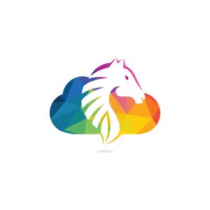 Cloud and horse logo design. Creative horse and cloud icon design.	