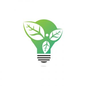 Healthy man and leaves Bulb shape figure vector logo design. Ecological and biological product concept sign. Ecology symbol. Human character and bulb icon. Logo for spa, healthy, nature and etc.	