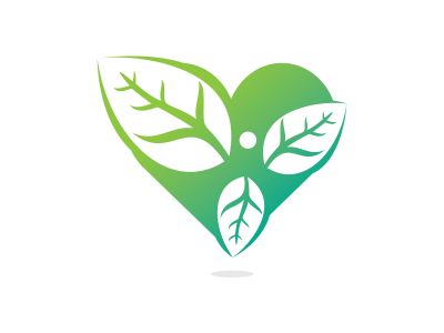 Healthy man and leaves heart shape figure vector logo design. Ecological and biological product concept sign. Ecology symbol. Human character icon. Logo for spa, healthy, nature and etc.	