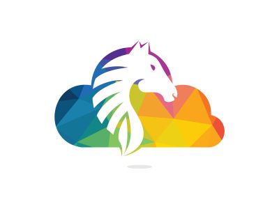 Cloud and horse logo design. Creative horse and cloud icon design.	