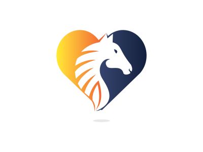 Horse head with heart shape logo design. Horse love template.	