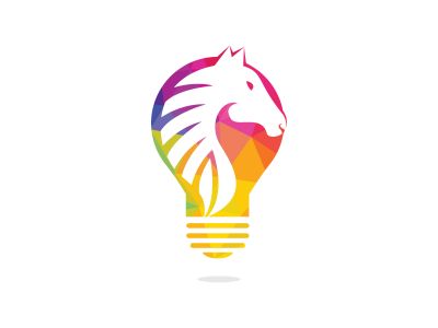 Light bulb and Horse logo design. Wild ideas logo concept.	