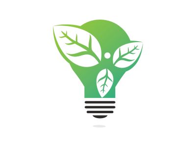 Healthy man and leaves Bulb shape figure vector logo design. Ecological and biological product concept sign. Ecology symbol. Human character and bulb icon. Logo for spa, healthy, nature and etc.	