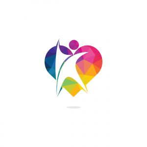 Creative People Care Concept Logo Design. Human in heart logo design, Happy people vector	
