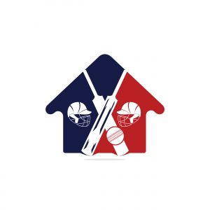 Cricket home vector logo design. Cricket championship logo. modern sport emblem. vector illustration.	