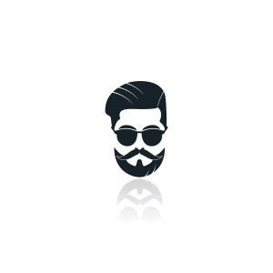Man with beard hipster barbershop vector emblem. Bearded man's face, hipster character.	