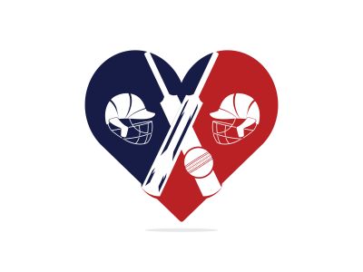 Cricket love vector logo design. Cricket championship logo. modern sport emblem. vector illustration.	