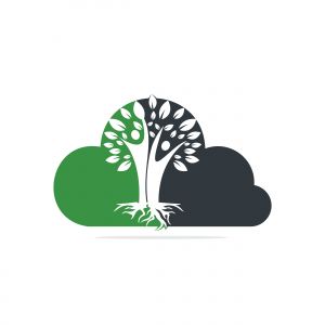 Family Tree And Roots Cloud Shape Logo Design. Family Tree Symbol Icon Logo Design	