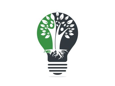 Family Tree Roots And Light bulb Icon Logo Design. Family Tree And Light bulb Symbol Icon Logo Design.	