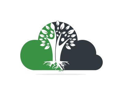 Family Tree And Roots Cloud Shape Logo Design. Family Tree Symbol Icon Logo Design	