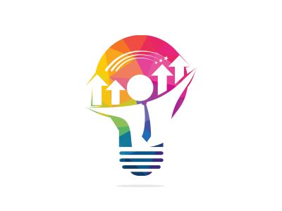 Businessman and graph inside a light bulb logo design. Business concept. Technology idea concept illustration.	