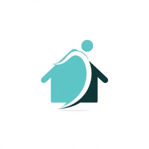 Home with happy human vector logo design. Charity, help and support organization vector design.	
