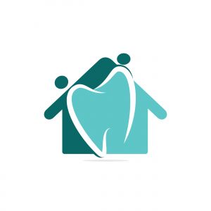 Family home dental medical clinic logo design. Abstract human, tooth and house vector logo design.	