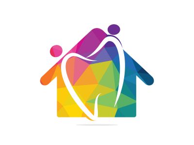 Family home dental medical clinic logo design. Abstract human, tooth and house vector logo design.	