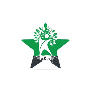 Human Tree And Roots Star Shape Logo Design. Human Tree Symbol Icon Logo Design	