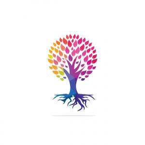 Human tree roots vector logo design. Tree and human vector logo design template.	