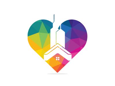 Real estate love vector logo design. Building and heart logo design. Building Estate Logo with Skyscrapers.	