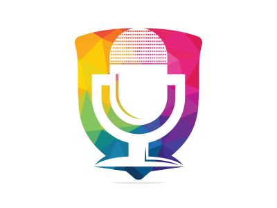 Music records logo design. microphone icon symbol design.	