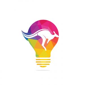 Kangaroo bulb shape logo design concept. Creative kangaroo vector logo design ideas concept.	