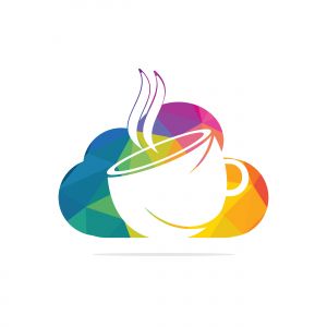Coffee Cloud Logo Icon Design. Coffee cup on cloud logo design.	