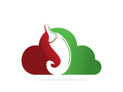Chili and cloud vector logo design.Hot food logo concept vector. Hot chili icon symbol.	