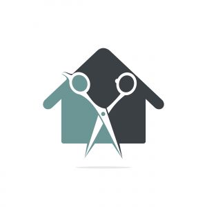 House Of Scissors Logo Design Icon Template. Barbershop vector logo design template.	