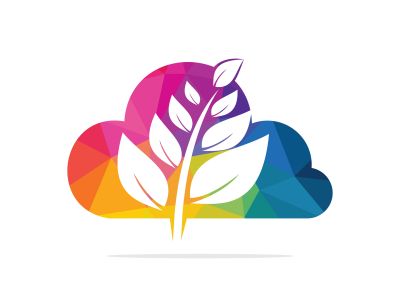 Cloud leaves vector logo design. Abstract organic element vector design. Ecology Happy life Logotype concept icon.	