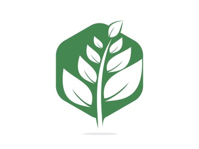 Nature logo design. Green tropical leaves icon. Tree foliage logotype template.	