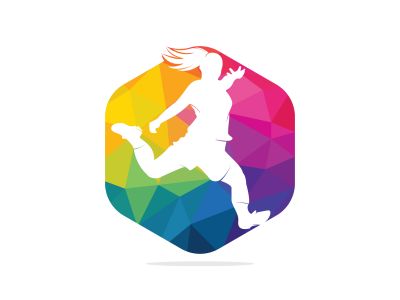 Women football club vector logo design. Women football sports business logo concept.	