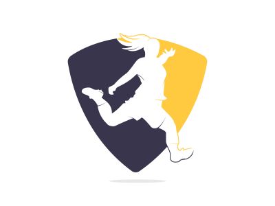 Women football club vector logo design. Women football sports business logo concept.	