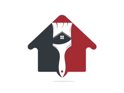 Home restoration vector logo design. Property maintenance and house renovation icon vector. Home paint brush icon.	