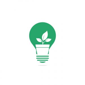Light bulb and plant in a pot concept logo design. concept icon of education, light bulb, science.	