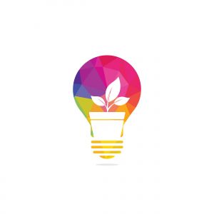 Light bulb and plant in a pot concept logo design. concept icon of education, light bulb, science.	