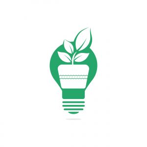 Light bulb and plant in a pot concept logo design. concept icon of education, light bulb, science.	