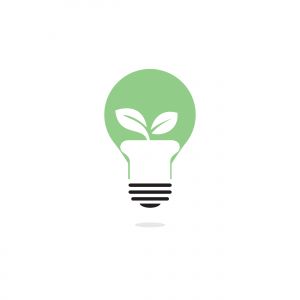 Light bulb and plant in a pot concept logo design. concept icon of education, light bulb, science.	