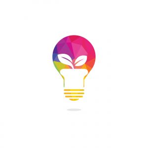 Light bulb and plant in a pot concept logo design. concept icon of education, light bulb, science.	