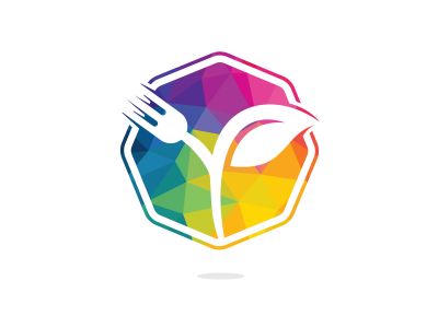 Fork and leaf vector logo design. Organic food concept with Fork and leaf.	