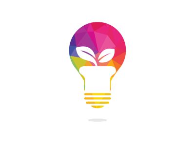 Light bulb and plant in a pot concept logo design. concept icon of education, light bulb, science.	