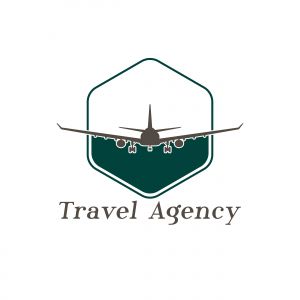 Flying airplane logo design. Travel and tour sign.	