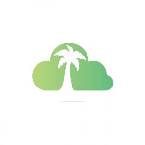 Cloud and Palm Tree Logo Design. Creative simple palm tree vector logo design	