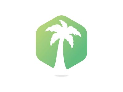 Tropical beach and palm tree logo design. Creative simple palm tree vector logo design	