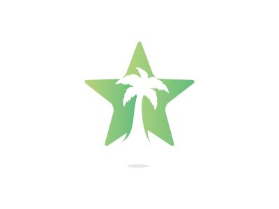 Star Tropical beach and palm tree logo design. Creative simple palm tree vector logo design	