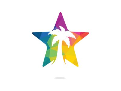 Star Tropical beach and palm tree logo design. Creative simple palm tree vector logo design	
