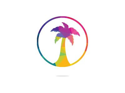 Tropical beach and palm tree logo design. Creative simple palm tree vector logo design	