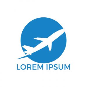 Flying airplane logo design. Travel and tour sign.	