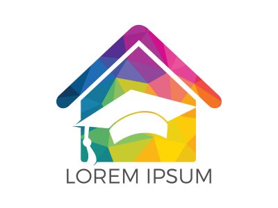 House School Education Logo Design. Student housing logo template. Students accommodation vector design. Bachelor cap and house roof logo.	