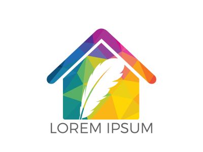 Feather and home logo vector design. Educational and institutional logo.	