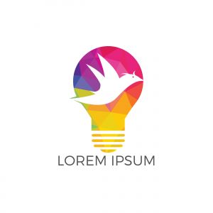 Smart bird lamp bulb idea logo design. Creative bird logo design concept.	