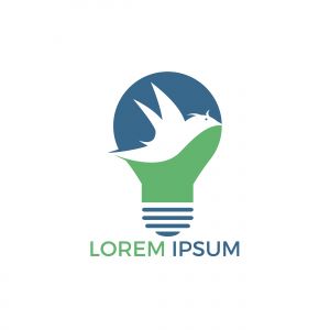 Smart bird lamp bulb idea logo design. Creative bird logo design concept.	